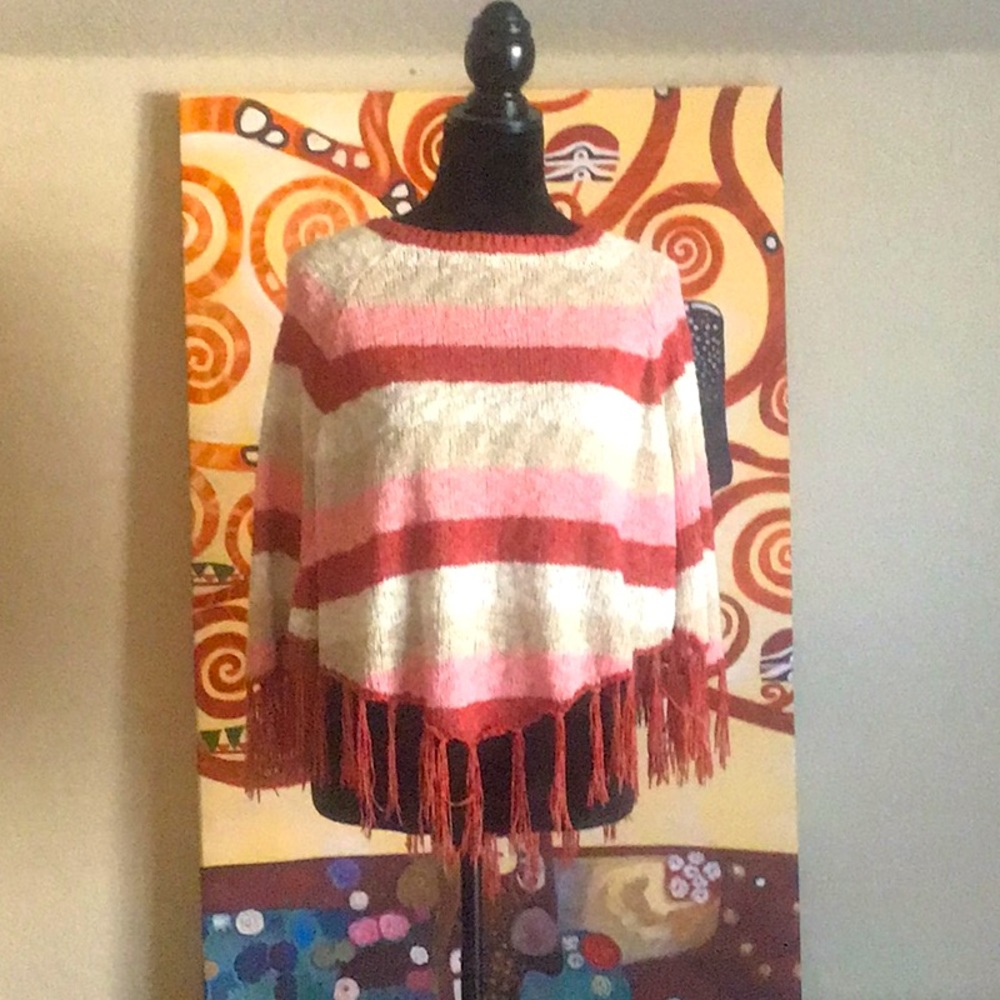 Striped sweater poncho